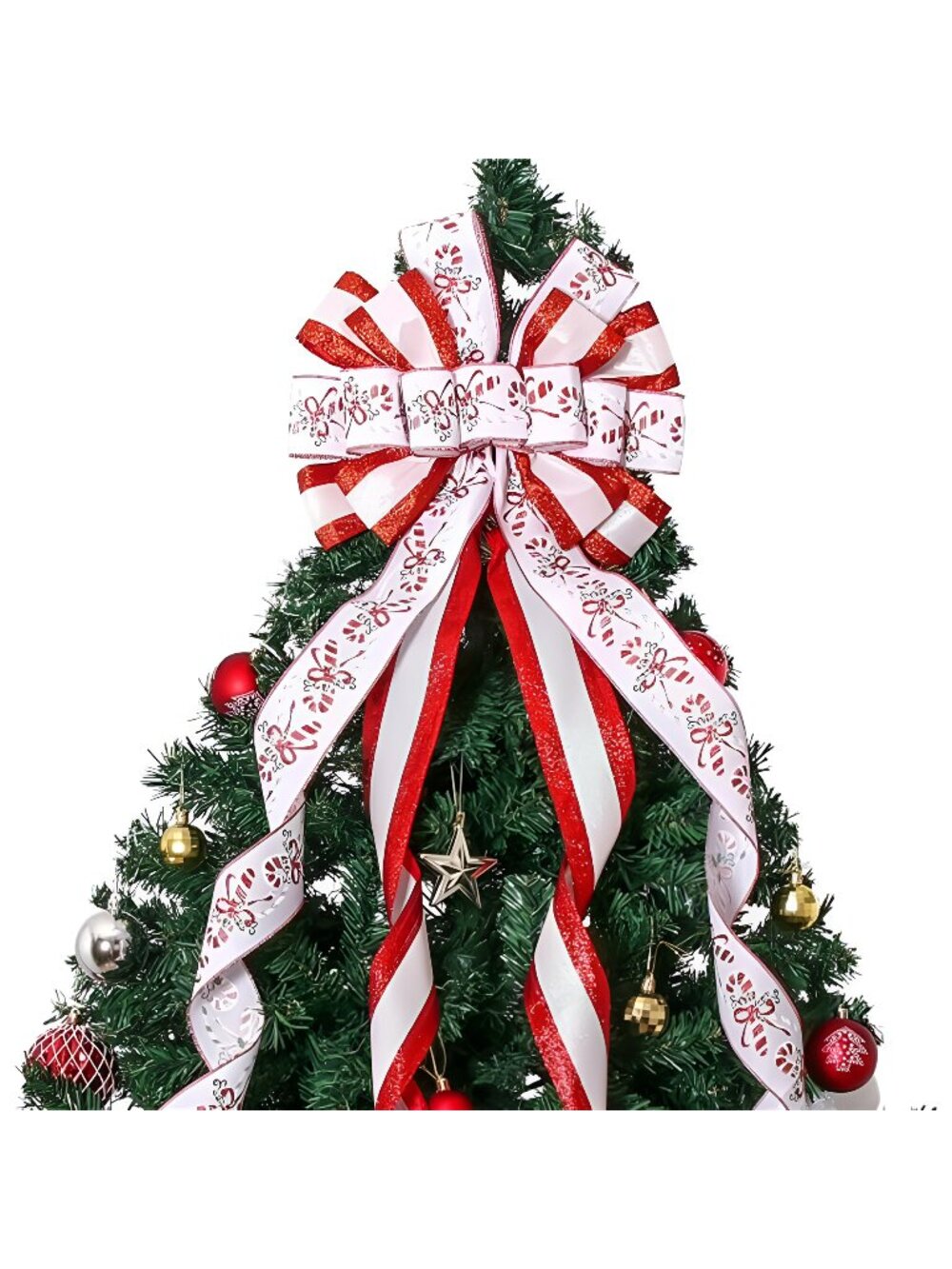 Christmas Tree Topper Christmas Wreath Bow 52 * 13 inches Large Tree Toppers Bow